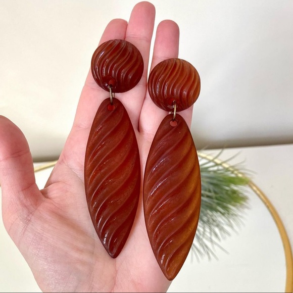 Amazing Vintage Brown Statement Earrings - Picture 6 of 8